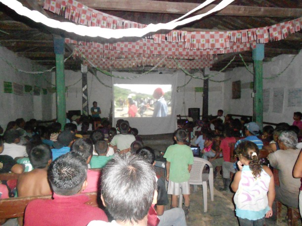 Community screening of videos produced by media team.